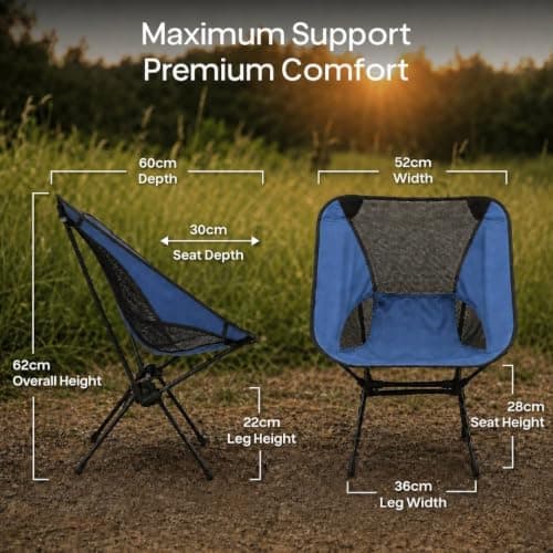 Indigo Blue Folding Camping Chair - Lightweight Canvas Packaway Seat — view 2