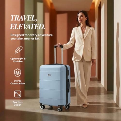 LUGG 24 Inch Jetset Suitcase Hard Shell Case 4 Wheel Travel Bag Lightweight ABS Material with TSA Lock Approved for Travel with easyJet, British Airways, RyanAir, Virgin Atlantic (65x44x25.5cm) — view 2