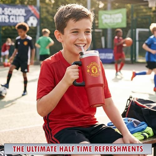 Get Trend Manchester United Insulated Tumbler 850ml, Stainless Steel Water Bottle with Straw & Handle, Cold for 12H Hot for 8H, Travel Coffee Mug, Football Gifts (Red Man U) — view 6