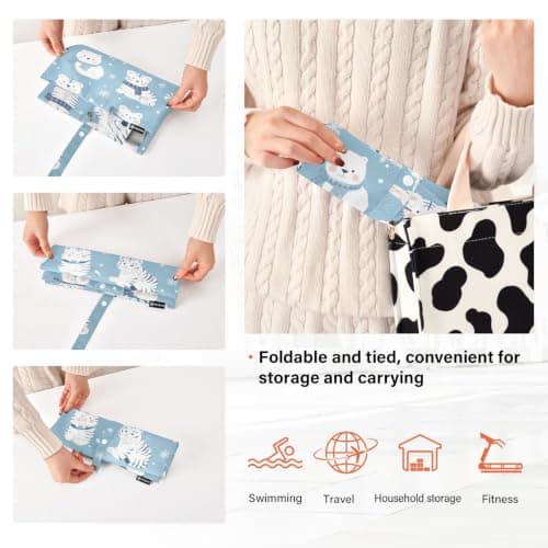White Tigers in Winter on Blue 3 Set Packing Travel Organizer Stackable Travel Bags For Luggage Bags For Luggage Clothing Organizer — view 4