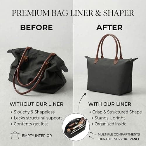 Felt Bag Organiser Suitable for Longchamp Le Pliage (Beige,L) — view 5