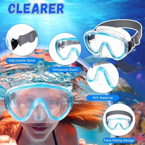 Relaxweex 4 Pack Adult Swimming Goggles with Nose Cover, Diving Mask with Elastic Fabric Strap, Swimming Goggles (Black, Blue, Mint Green, Purple) — view 5