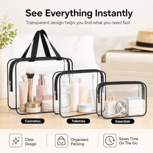 iMaMa Clear Travel Bags, 3 Pack Makeup and Toiletry Organiser Set — view 6