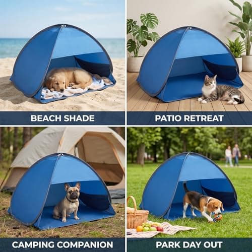 Pop Up Beach Tent UPF50+ Sun Shade Shelter Mini Personal Sun Shelter Portable with Quick Setup for Outdoor Camping Picnic Pets Mesh Beach Ten (Navy Blue) — view 4