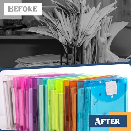 Plastic Wallets A4, 14 Pack Plastic File Folders A4 Document Folders — view 5