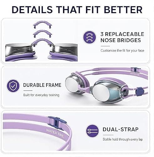 Racing Swimming Goggles Plasma Anti Fog REVO UV Protection Lens, Purple — view 3