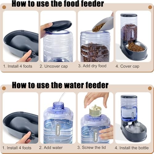 Automatic Pet Feeder Small&Medium Pets Automatic Food Feeder and Waterer Stainless Steel Bowls Set 3.8 L, Travel Supply Feeder and Water Dispenser for Dogs Cats Pets Animals — view 6