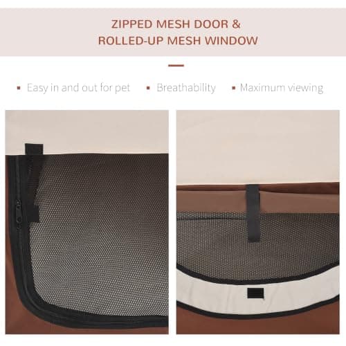 PawHut Foldable Pet Carrier for Miniature Dogs 46L x 36W x 41H cm Brown — view 6