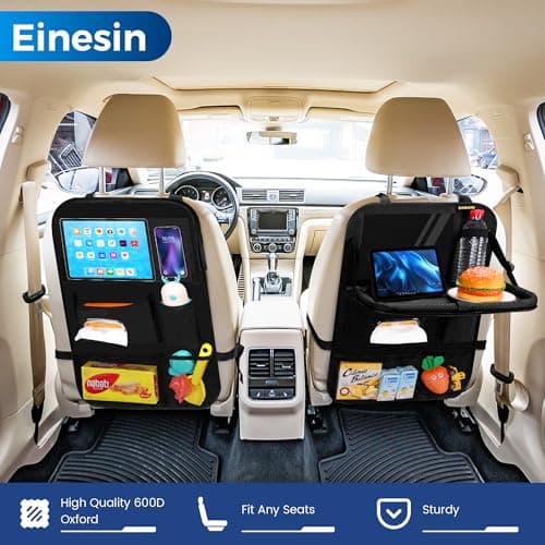 Einesin Car Backseat Organizer with table Tray, 7 Storage Pockets Backseat Car Organizer with Tablet Holder, Back seat Organizer for Kids Road Trip Essentials Travel (2) — view 2