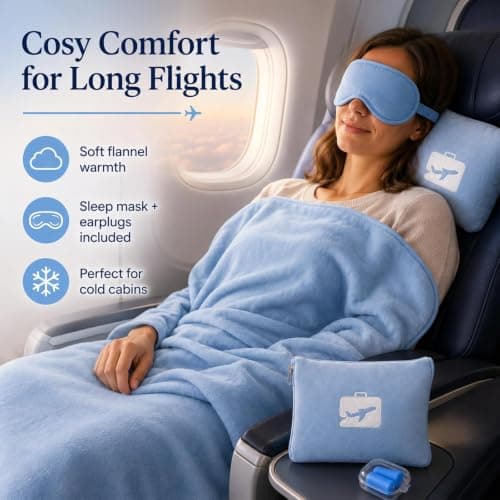 Travel Blanket and Pillow, Ultra Soft 2 in 1 Airplane Blanket, 50x60 Inches — view 6