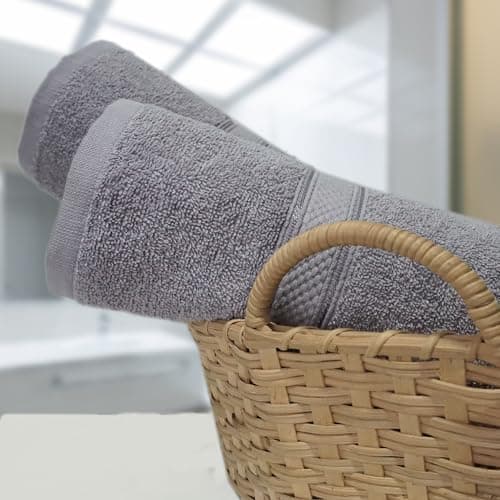 Casabella 3 Pc Bath Towel Set - 100% Cotton, Soft & Absorbent Large Bath Towels, 70x130 cm, Premium Quality Towel Set,Hotel Qualty Bathroom Towels Set, Travel Towel, Beach Towel, Bath Towels, Silver — view 5
