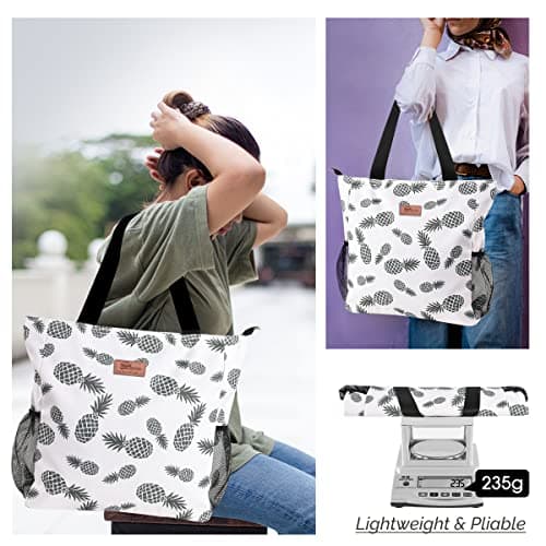 HOMESPON Large Waterproof Beach Tote Bag with Zip and Pockets for Women (Pineapple) — view 2