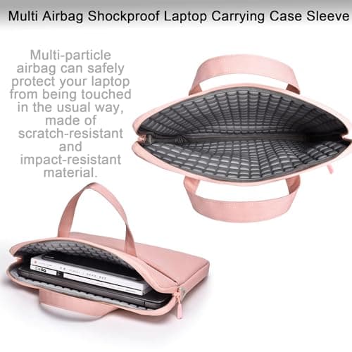 ENEN Laptop Bag, 15.6 Inch Laptop Case Laptop Sleeve With Padded Strap and Airbag Laptop Bags for Women Men, Laptop Handbags for Business, School, Office (15.6 inches,Pink) — view 5