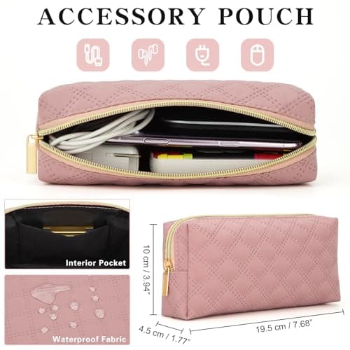 jooeer 13 Inch Laptop Sleeve Case for 13" MacBook Air/Pro M4 M3 M2 M1 13.3" Chromebook Notebook, Protective Waterproof Polyester Padded Computer Cover with Accessory Bag, Pink — view 2