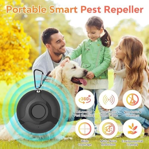 Ultrasonic Portable Pest Repeller, Ultrasonic Mosquito Repellent Device, Indoor/Outdoor Insect Repeller, Electronic Flea and Mosquito Repeller, USB-Charging Insect Repellent Device - Black — view 4