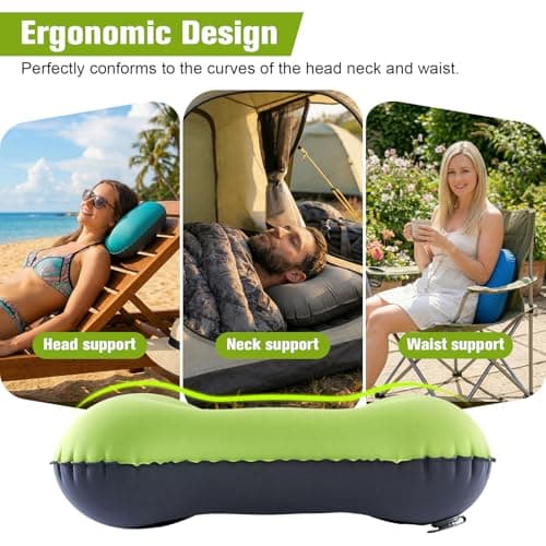 JetsCush Camping Pillow Inflatable Lightweight Travel Pillow Green — view 4