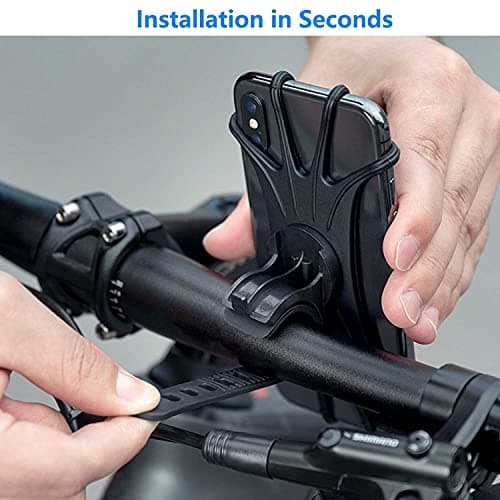 VOVIGGOL Bike Phone Mount 2 Pack, Universal Motorcycle Phone Holder for Bike, 360°Rotation Silicone Bicycle Phone Holder Handlebar Phone Mount Compatible with iPhone 12 11 Pro, Samsung — view 6