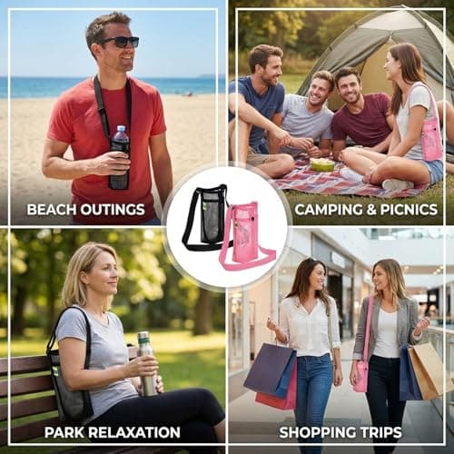 KSVFTB 2Pcs Water Bottle Carrier with Shoulder Strap, Holder for Outdoor Hiking and Gym Workouts, Adjustable Water Bottle Bag with Strap for Family Sports Activities — view 5