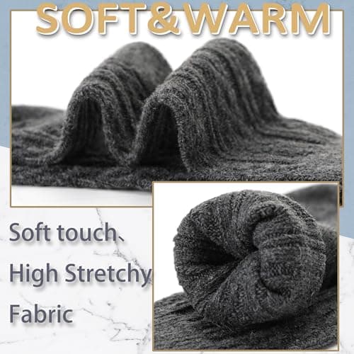 EBMORE Womens Merino Wool Thermal Socks Walking Warm Winter Thick Hiking Comfy Work Soft Boot Winter Cold Socks for Ladies 5 Pack Stocking Fillers(Khaki Series) — view 5