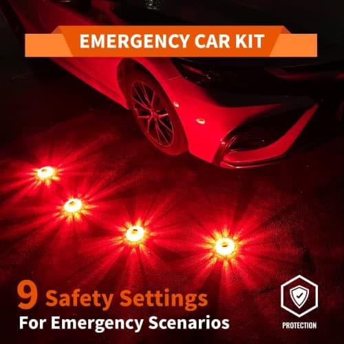 Markstor 6-Pack LED Road Flare Car Emergency Kit,Magnetic Base & Hook Road Flares Safety Light with 9 Flashing Modes,Roadside Flares Emergency Lights for Vehicles (6 Pack) — view 6