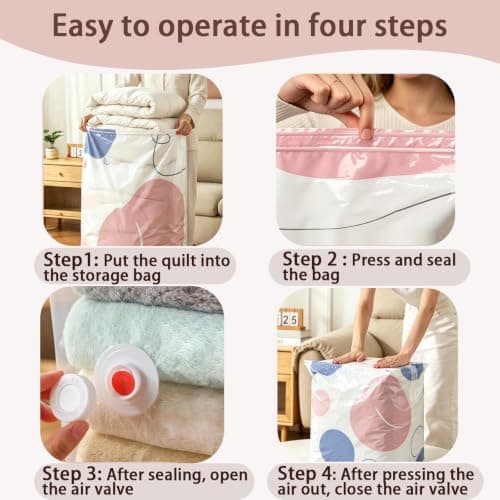 2PCS Large No Pump Vacuum Storage Bags,Press& Seal, No Pump Needed（L） — view 4