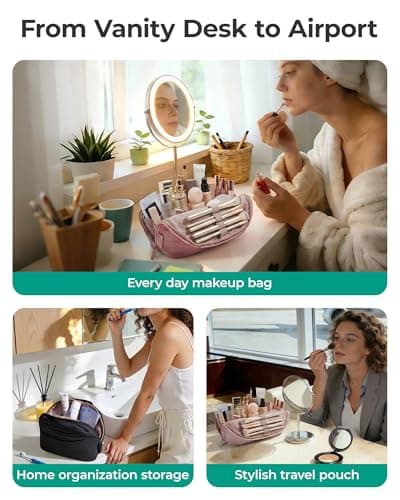 BAGSMART Travel Makeup Cosmetic Bag, Flat Lay, Foldable Make Up Pouch — view 6
