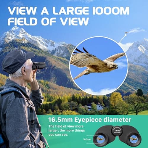 Kylietech Compact Binoculars for Adults Kids, 12x25 Binoculars Lightweight — view 4
