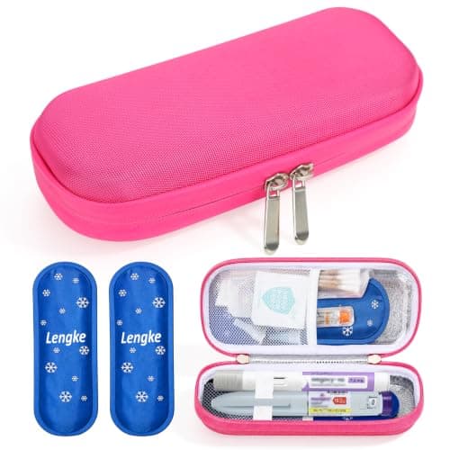 SUNMON Insulin Cooler with 2 TSA Approved Ice Pack - Portable Diabetes Case, Medicine Organizer Bag for Diabetic Supplies (Red)