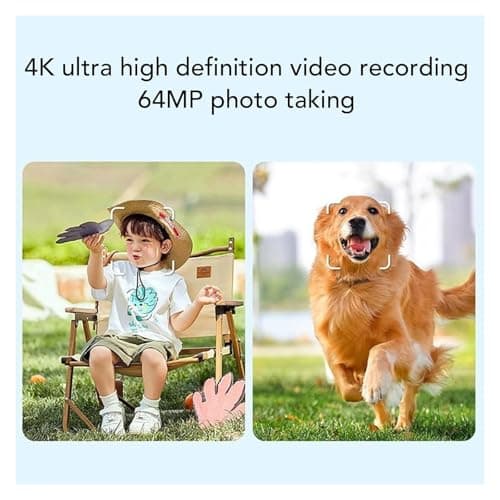 4K Handheld Vlogging Camera with WiFi, Outdoor Pocket Gimbal Camera, 330° Rotating Lens Handheld Video Camcorder, 64MP Fast Focusing Face Tracking, 3-Axis Stabilizer for Travel Vlog (Black, 128G) — view 6