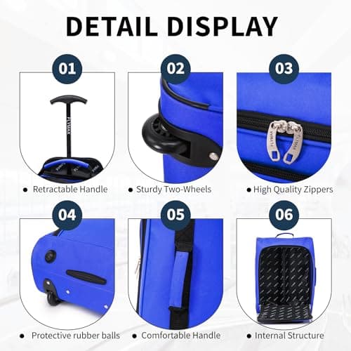 55x40x20 Ryanair Cabin Bag Hand Luggage Lightweight Suitcase Approved Carry on Luggage 1.4kg 44L Blue — view 3