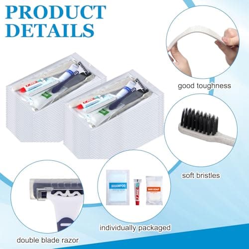 Suclain 48 Sets Hygiene Kits for Homeless in Bulk Homeless Basic Toiletry Kits Care Package Supplies Individually Packed for Men Women Travel Charity Hotel Business — view 3