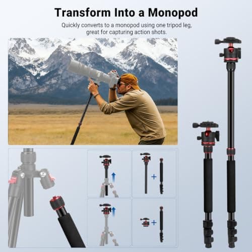 NEEWER BASICS TP14B 72" / 182 cm Compact Travel Tripod Monopod for Camera — view 6