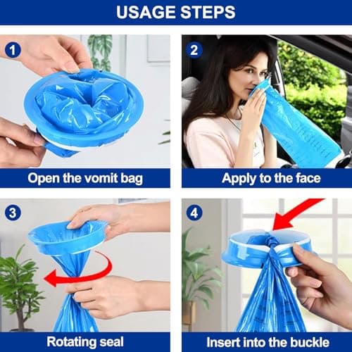 Sick Bags Pack of 50 - Leakproof Vomit, Portable Travel Sick Bags for Car Travel, Ideal for Motion Sickness, Morning Sickness Relief, Taxi Drivers & Pregnant Women — view 2