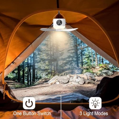 Portable Camping Fan, 7200 mAh Tent Fans with LED Light, Remote Control — view 3