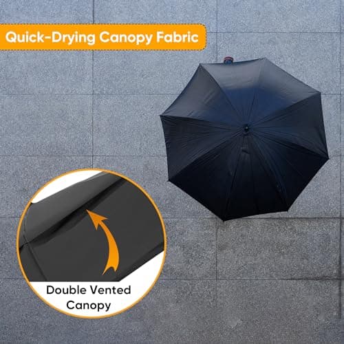 ASAB Travel Umbrella with 9 Rib Design Lightweight Compact Automatic Umbrella Auto Open and Close One Hand Operation Rust Resistant Windproof Pocket Umbrella with Convenient Cover for Men Women Black — view 5