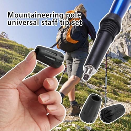 Pack of 8 Nordic Walking Poles Rubber Tips - Durable Replacement Rubber Stoppers for Enhanced Grip on Asphalt, Gravel, and Mountain Terrain - Fit for Hiking and Trekking Poles, 11 x 32 mm — view 5