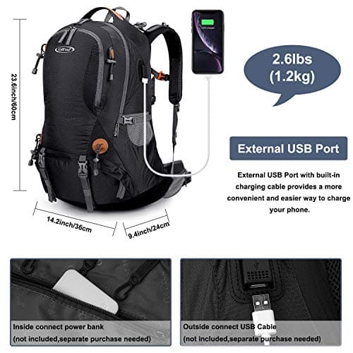 G4Free Hiking Backpack 50L Waterproof Backpack with Rain Cover for Mountaineering Travel Camping Trekking Outdoor Sports for Men Women, Black, L, Backpacks — view 3
