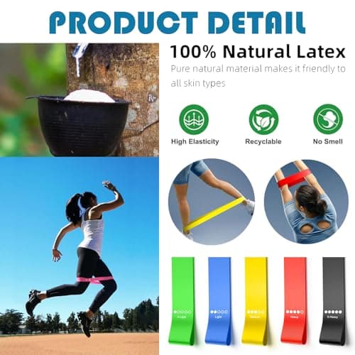 5 PCS Resistance Bands, Latex Material with 5 Different Levels for Men and Women, Skin-Friendly Resistance Fitness Exercise Loop Bands for Legs and Glutes, Arms, Pilates, Yoga-Carry Bag Included — view 3