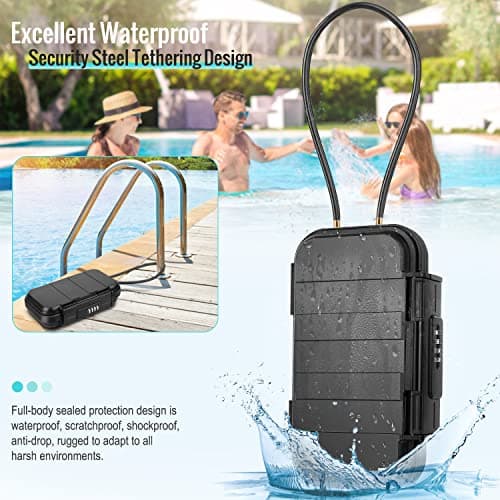 WACCET Portable Safe Box with Code, Combination Security Case Lock Box Waterproof Anti-Theft Mini Travel Safe with Removable Wire Rope Security Safe Box for Home, Office, Hotel, Cars,Travel etc — view 5