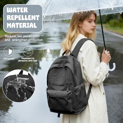 School Backpack Womens Men Black Rucksack School Book Bags for Girls Boys — view 6