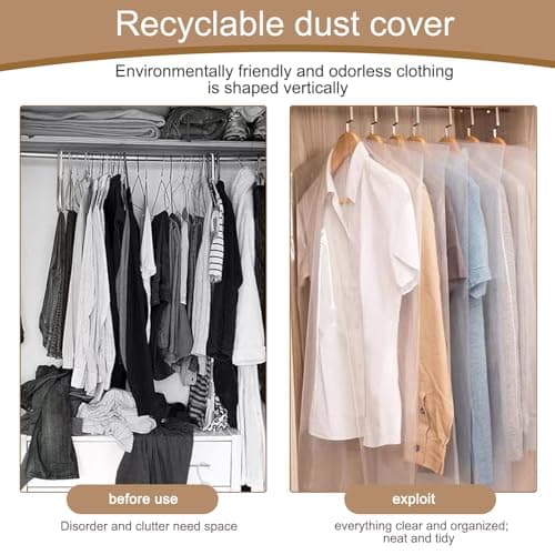 Plastic Garment Bags, 30 Pack Dry Cleaning Bags, Clear Clothes Covers, Dust Proof Garment Protector Covers, Garment Bags, Clear Plastic Clothes Covers for Clothes Shirt Jacket Suit(60 x 100cm) — view 4