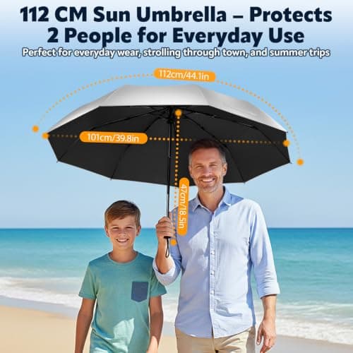 ZOMAKE UV Umbrella for Sun Protection UPF 50+ (46 Inch,Silver/Black) — view 3