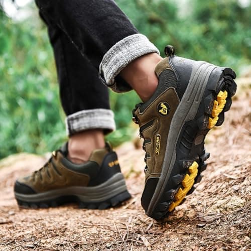 Women's Hiking Boots Men's Waterproof Walking Shoes Low Rise Breathable Trekking & Hiking Footwear Outdoor Backpacking Camping Trails Shoes (Dark Green-A,12) — view 5