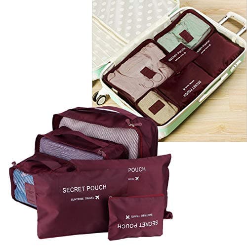 6 Set Compression Packing Cubes for Travel, Luggage Organizer Bags, Packing Cubes Luggage PackingOrganizers for Travel Accessories (Maroon) — view 4