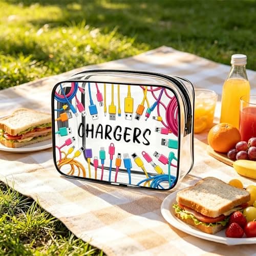 Charger Clear Bags for Travel, Clear Travel Toiletries Bag, Waterproof Charging Clear Makeup Bag for Toiletries, Clear Toiletry Bag for Charging Accessories, Cosmetics and Medicine Storage — view 5