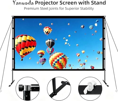 120 inch Projector Screen with Stand - 4K HD 16:9 Wrinkle-Free Display, Portable Outdoor & Indoor Movie Screen, 160° Wide Viewing Angle for Home Cinema, Garden & Camping — view 2