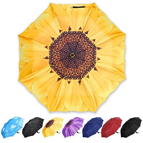 YumSur Windproof Travel Umbrellas - Lightweight Automatic Compact Folding Umbrella Blue Sky Design, Reinforced Canopy, Auto Open/Close, for Men and Women