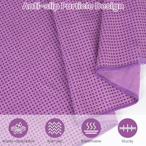 flintronic Yoga Towel, Yoga Mat Towel with Grip Silicone Dots, Microfibre Yoga Blanket Towel, Soft & Breathable, with Quick Dry Yoga Towels and Mesh Carry Bag, for Bikram, Pilates - 183x63cm — view 3