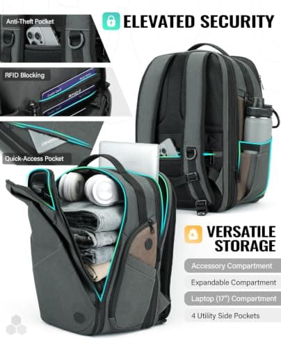 VANKEV Expandable Travel Laptop Backpack Underseat Cabin Bag For EasyJet — view 3