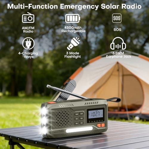 Joudix Wind Up Solar Radio,4500mAh Rechargeable Portable Emergency Radio — view 3